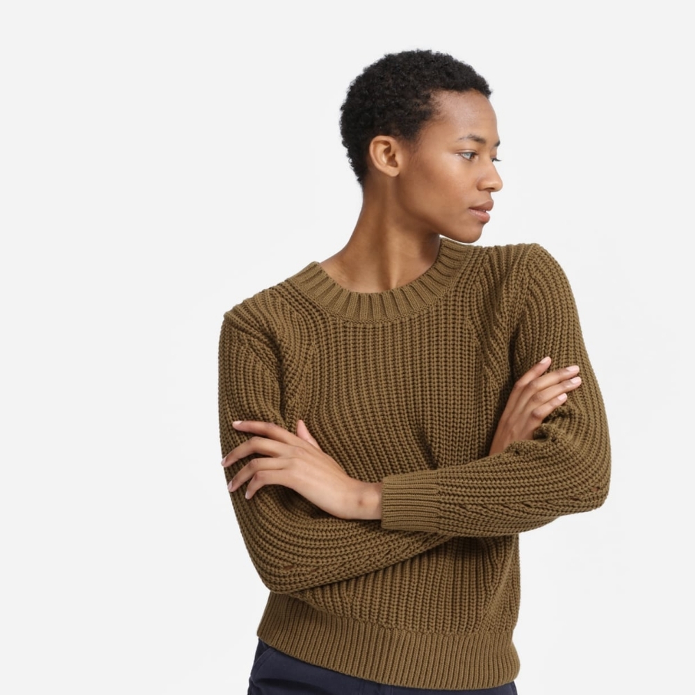 E V E R L A N E Textured Cotton Crew Sweater